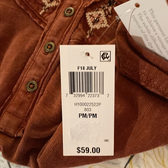 NWT - Style & Co Rust Bohemium Open Neck Top Decorative Beads & Crystals - Sz PM - Picture 4 of 16